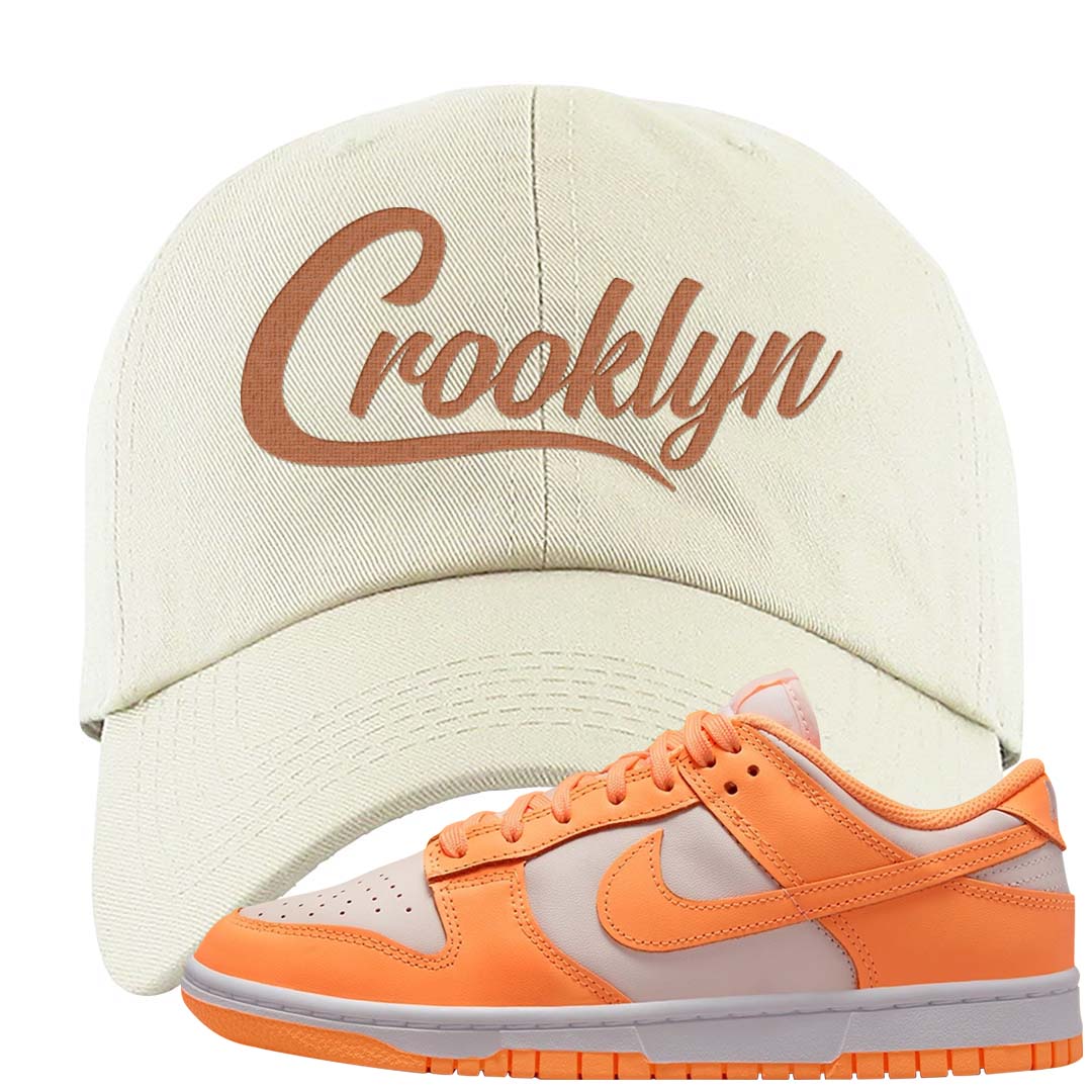 Peach Cream White Low Dunks Dad Hat | Crooklyn, White