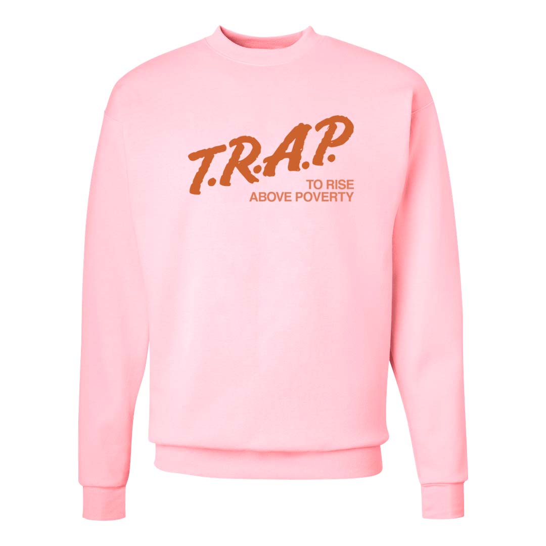 Peach Cream White Low Dunks Crewneck Sweatshirt | Trap To Rise Above Poverty, Light Pink