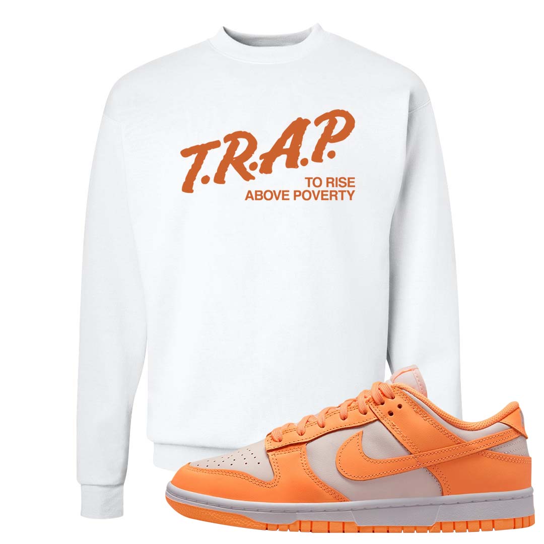 Peach Cream White Low Dunks Crewneck Sweatshirt | Trap To Rise Above Poverty, White
