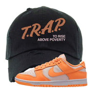 Peach Cream White Low Dunks Distressed Dad Hat | Trap To Rise Above Poverty, Black