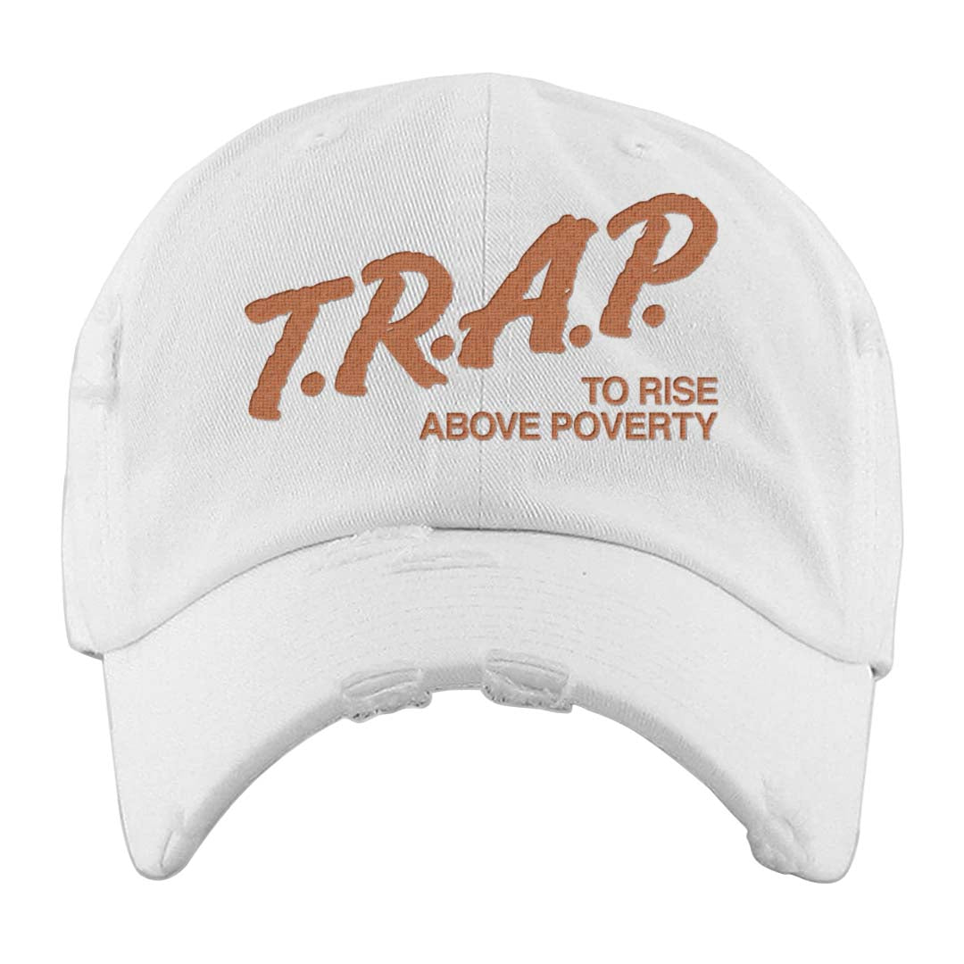 Peach Cream White Low Dunks Distressed Dad Hat | Trap To Rise Above Poverty, White