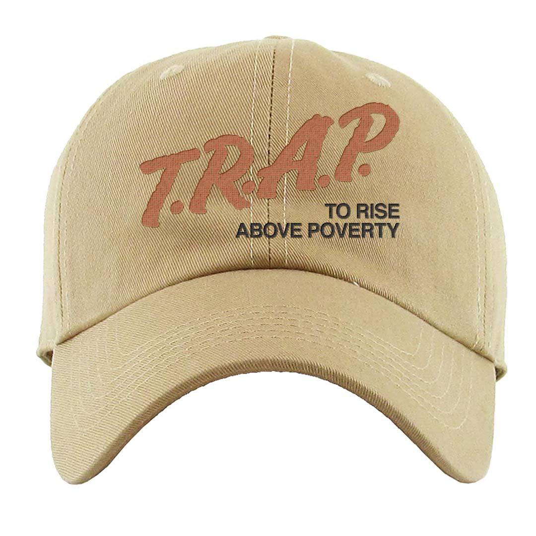 Peach Cream White Low Dunks Dad Hat | Trap To Rise Above Poverty, Khaki