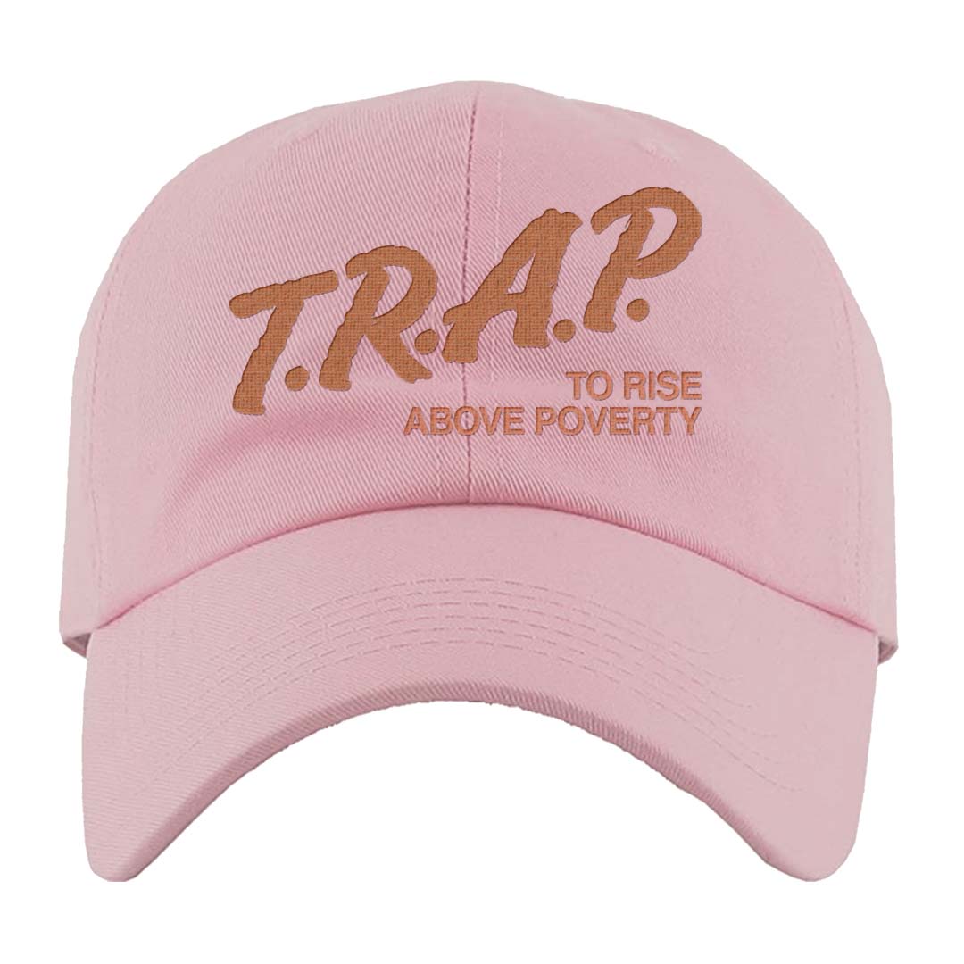 Peach Cream White Low Dunks Dad Hat | Trap To Rise Above Poverty, Light Pink
