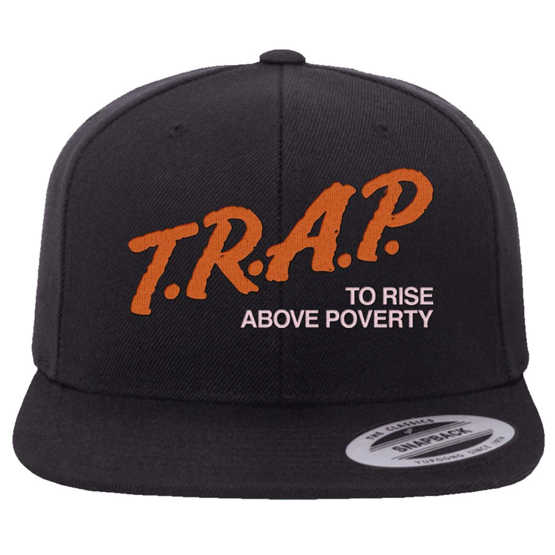 Peach Cream White Low Dunks Snapback Hat | Trap To Rise Above Poverty, Black