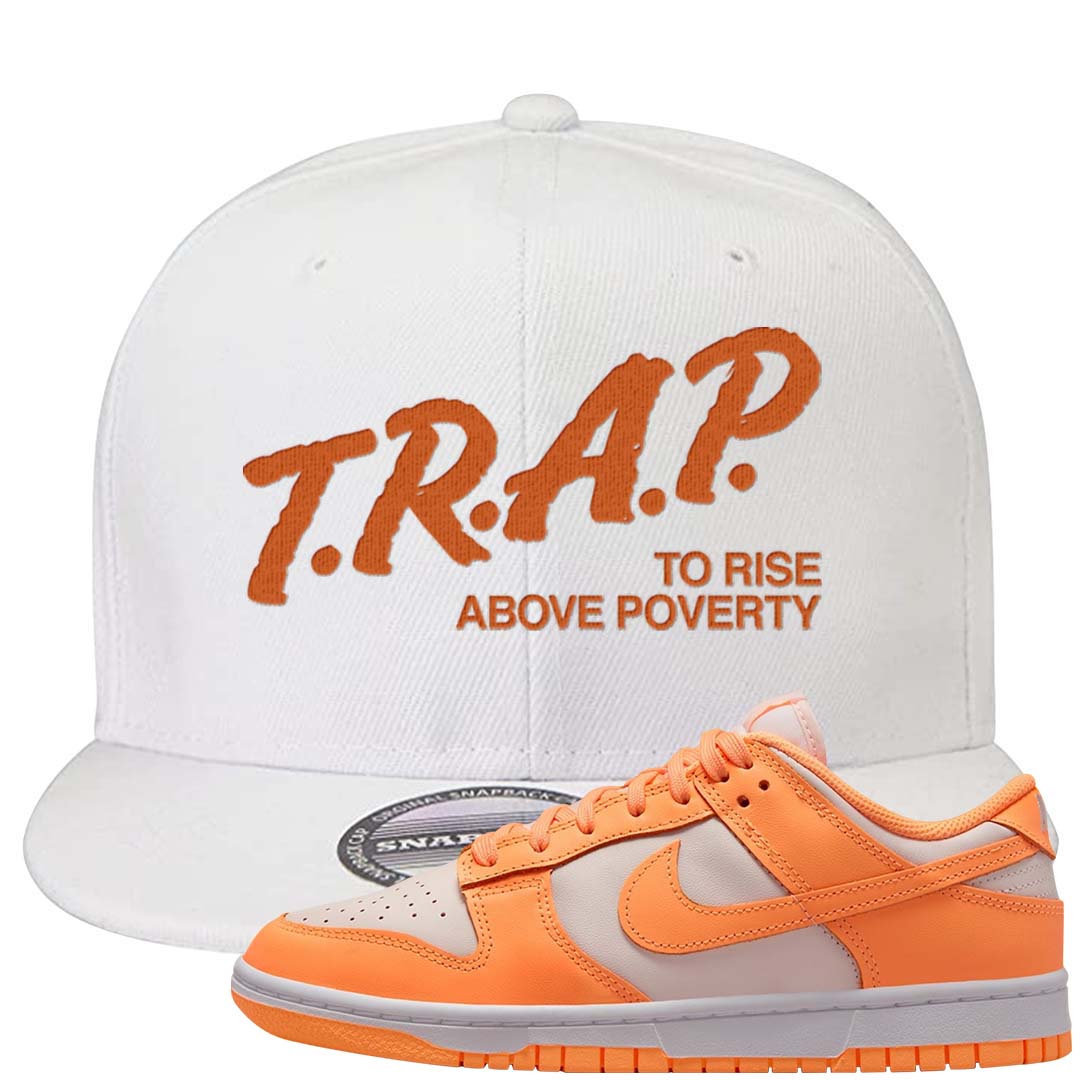 Peach Cream White Low Dunks Snapback Hat | Trap To Rise Above Poverty, White