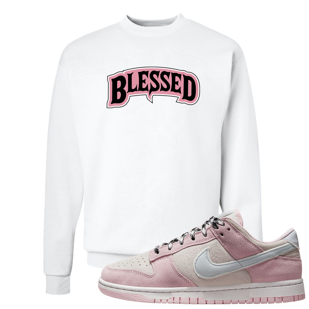 Pink Foam Low Dunks Crewneck Sweatshirt | Blessed Arch, White