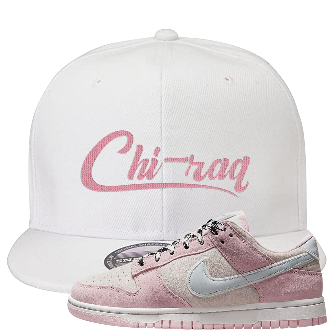 Pink Foam Low Dunks Snapback Hat | Chiraq, White