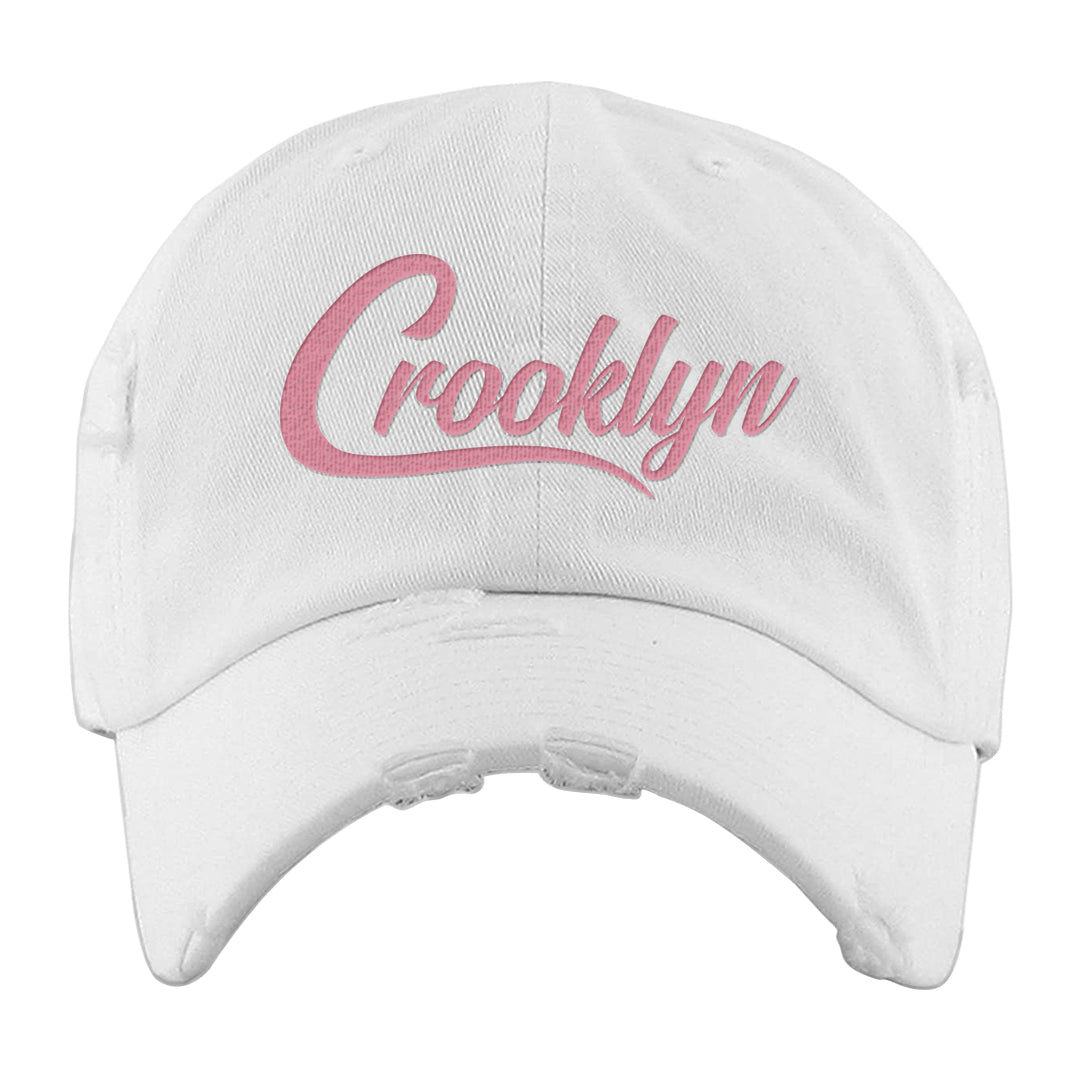 Pink Foam Low Dunks Distressed Dad Hat | Crooklyn, White