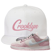 Pink Foam Low Dunks Snapback Hat | Crooklyn, White