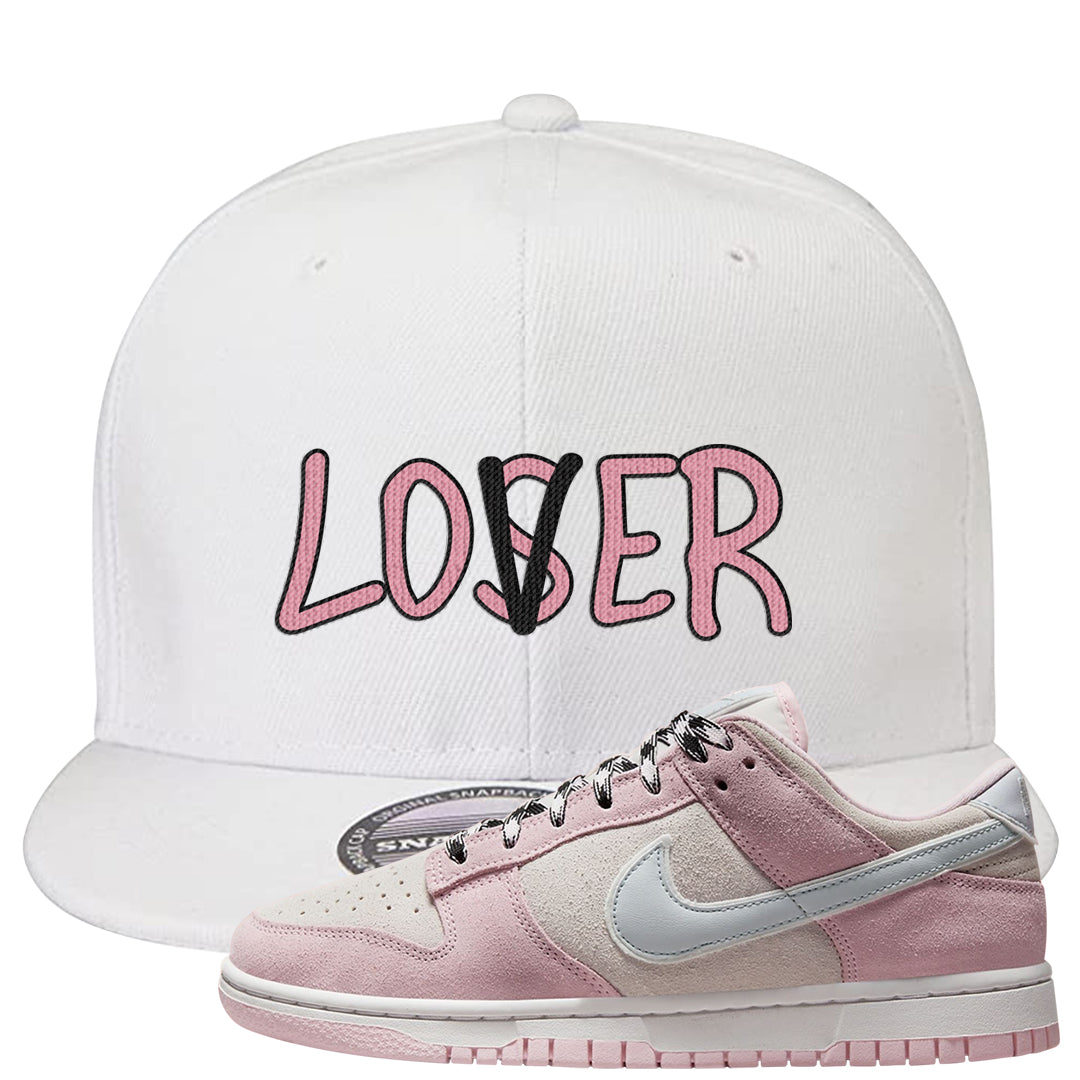 Pink Foam Low Dunks Snapback Hat | Lover, White