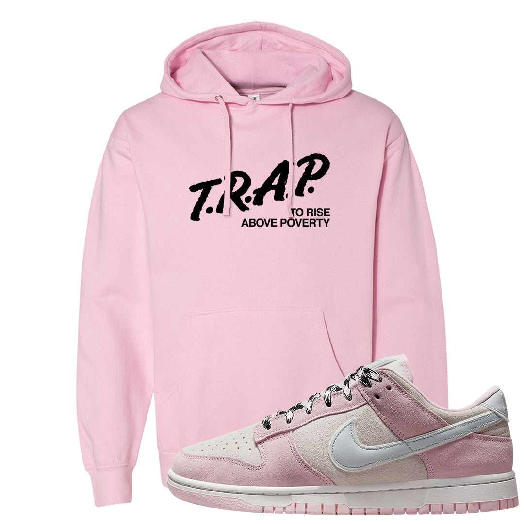 Pink Foam Low Dunks Hoodie | Trap To Rise Above Poverty, Light Pink