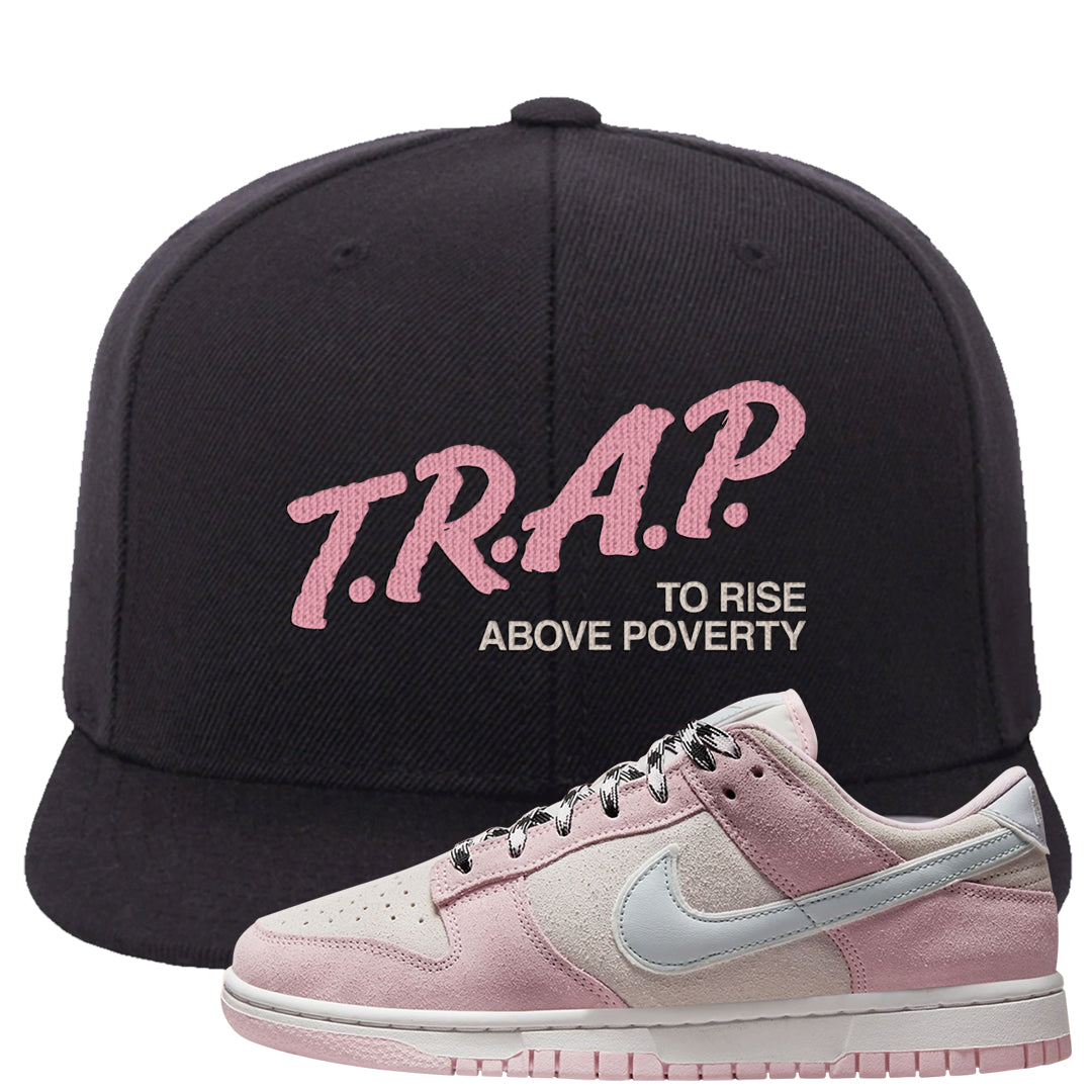 Pink Foam Low Dunks Snapback Hat | Trap To Rise Above Poverty, Black