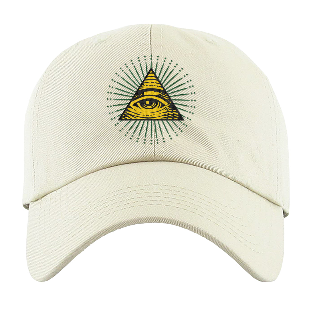 Reverse Brazil Low Dunks Dad Hat | All Seeing Eye, White