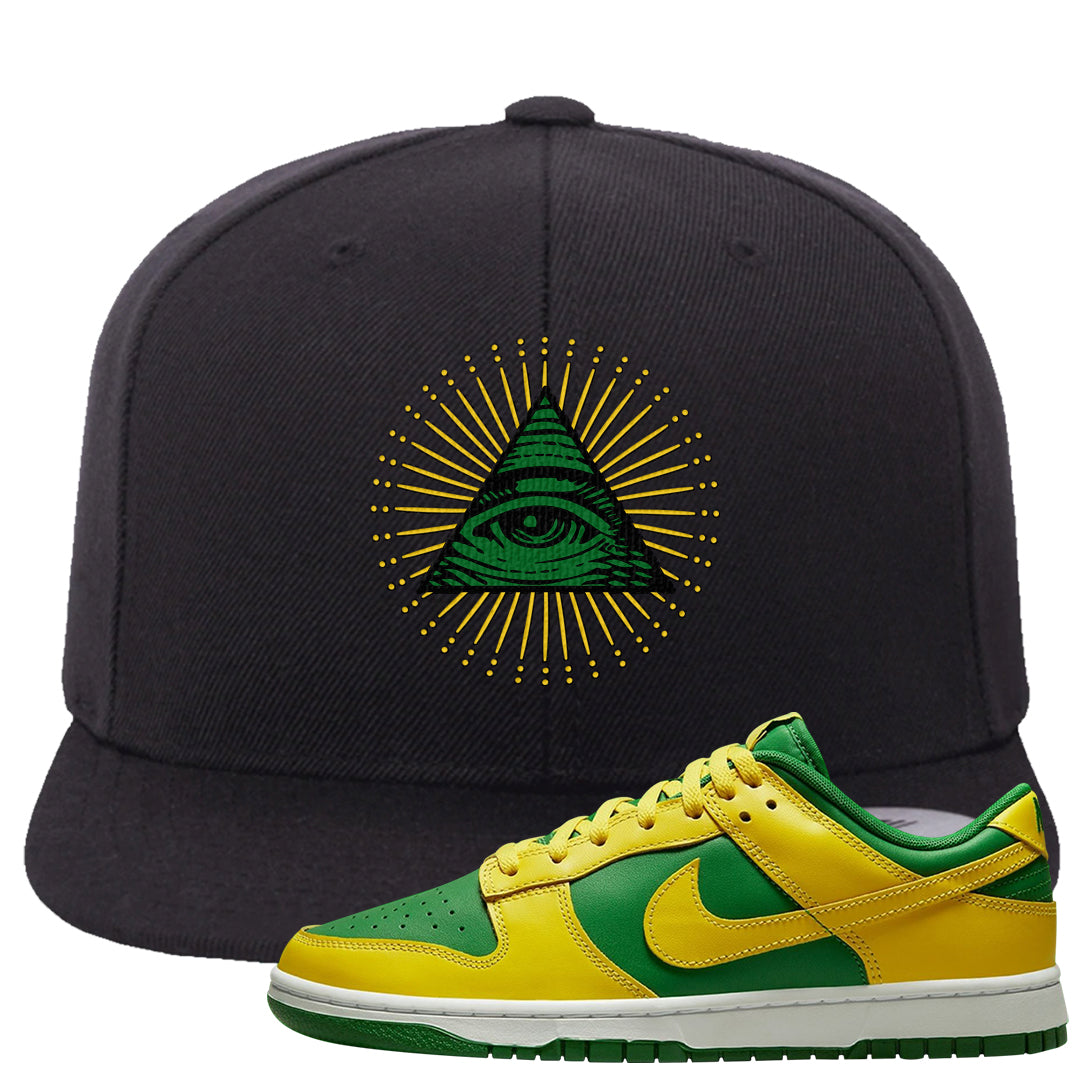 Reverse Brazil Low Dunks Snapback Hat | All Seeing Eye, Black