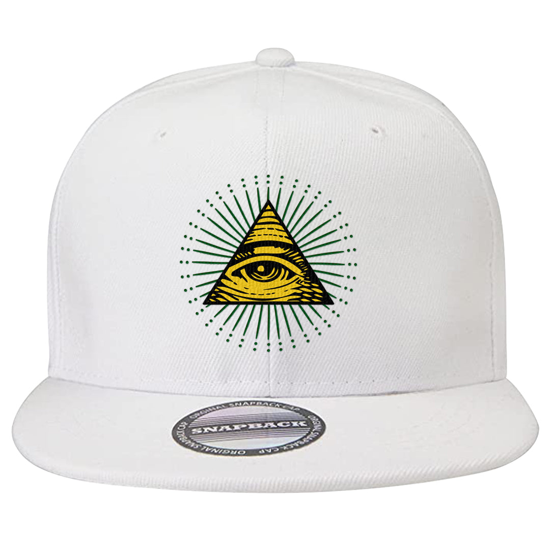 Reverse Brazil Low Dunks Snapback Hat | All Seeing Eye, White