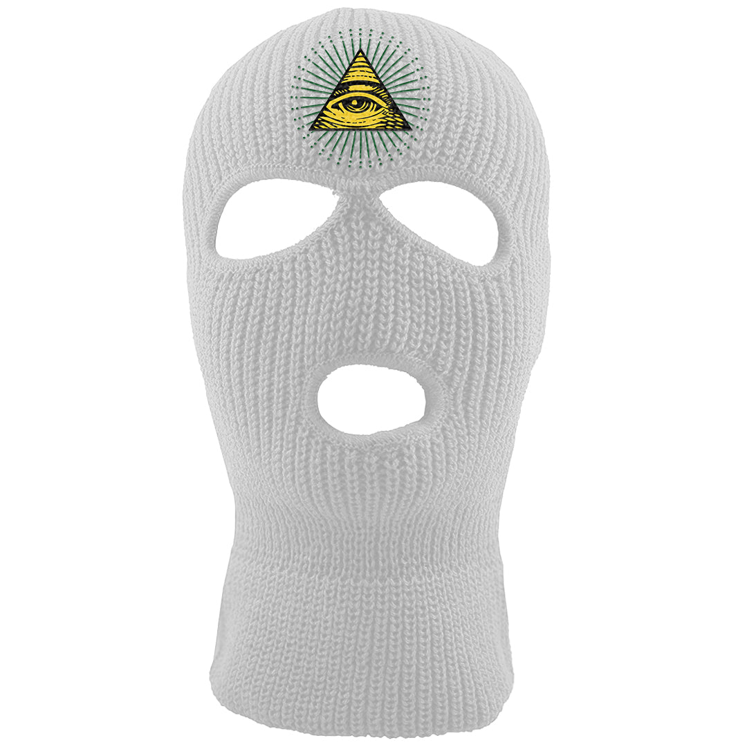 Reverse Brazil Low Dunks Ski Mask | All Seeing Eye, White