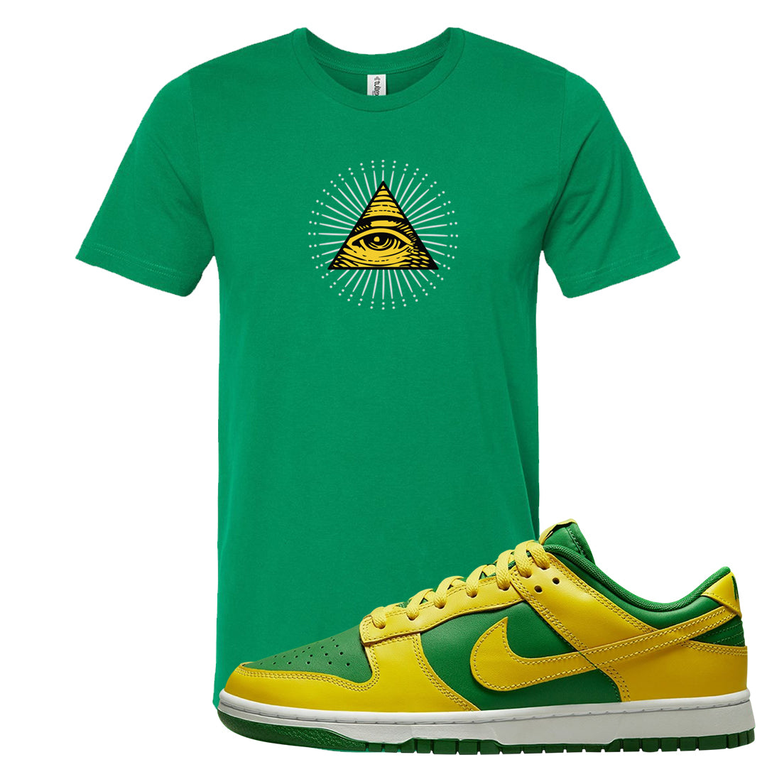 Reverse Brazil Low Dunks T Shirt | All Seeing Eye, Kelly