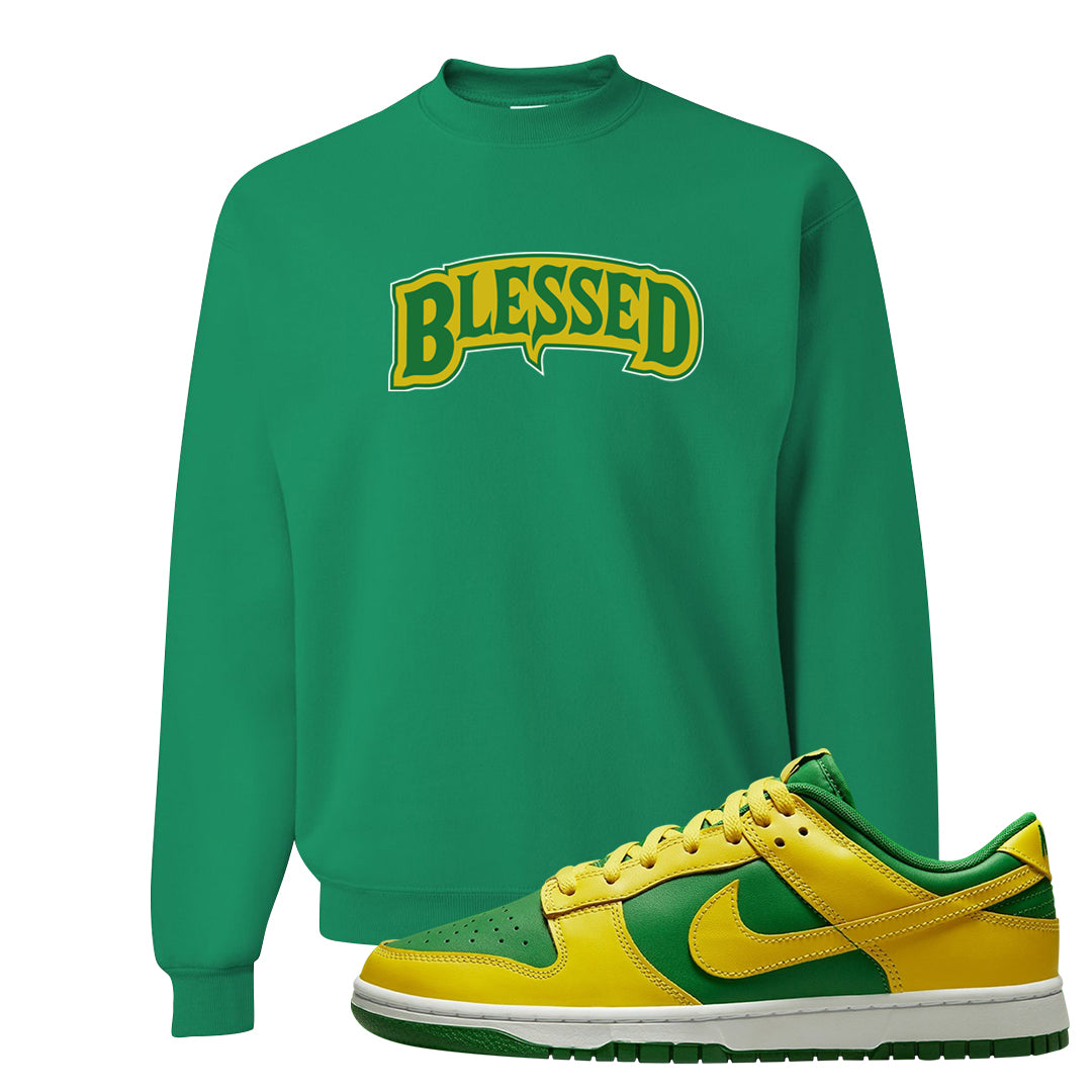Reverse Brazil Low Dunks Crewneck Sweatshirt | Blessed Arch, Kelly