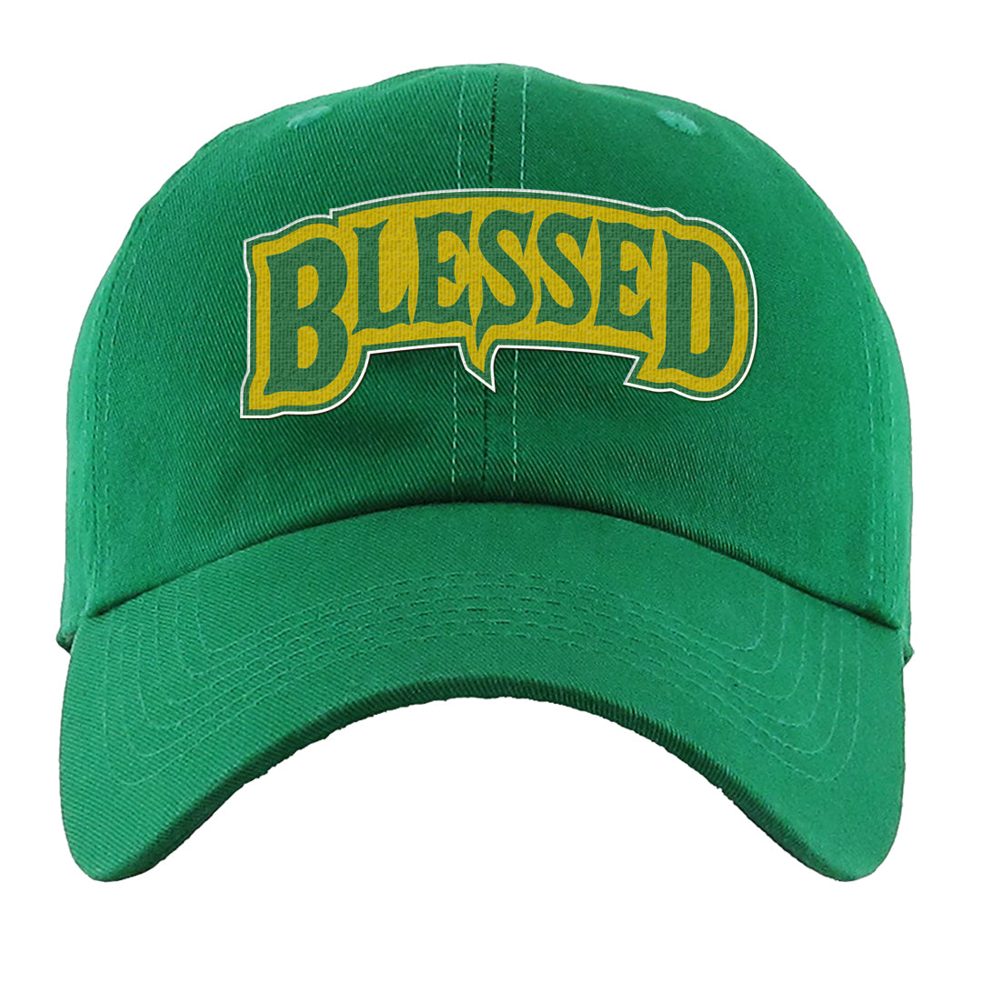 Reverse Brazil Low Dunks Dad Hat | Blessed Arch, Kelly