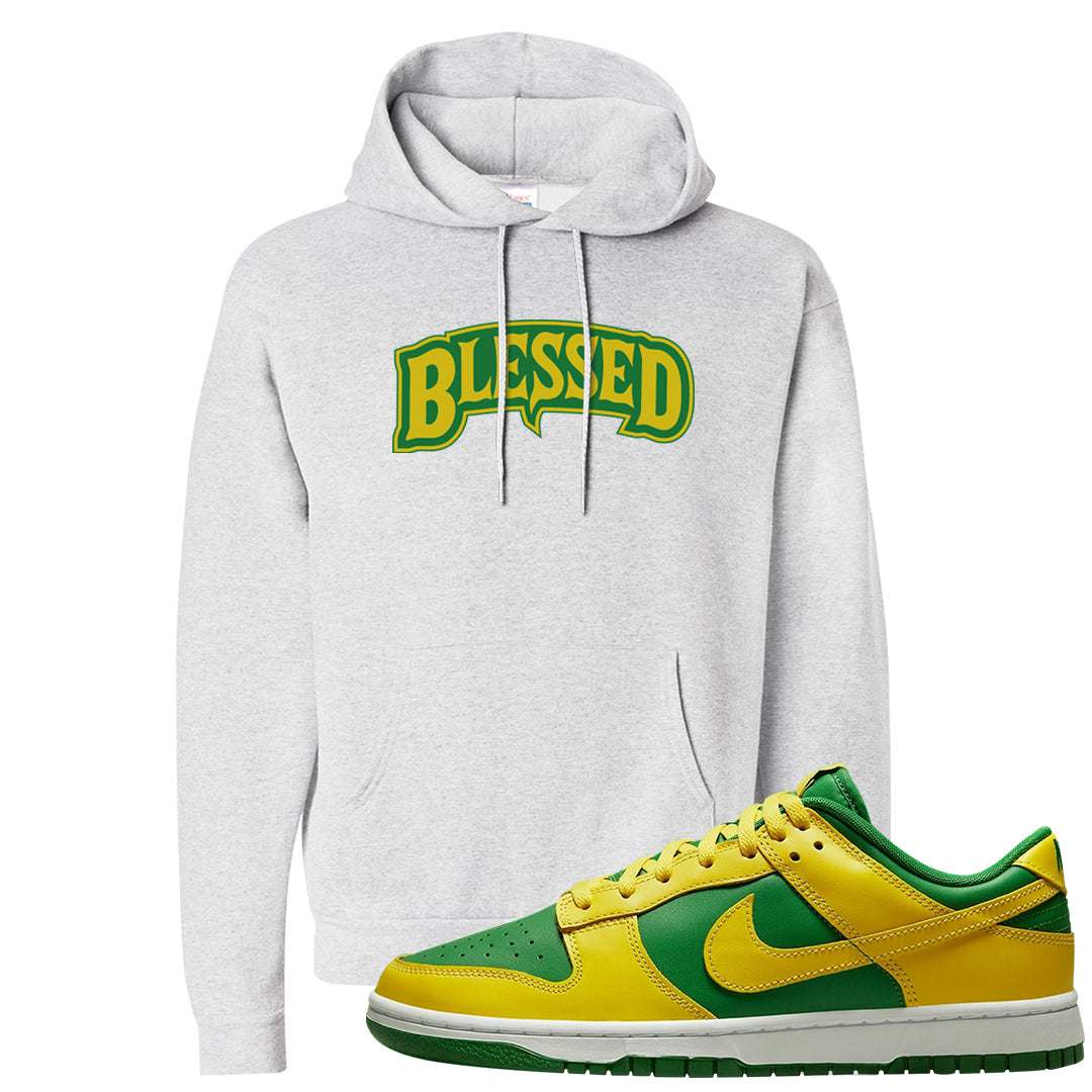 Reverse Brazil Low Dunks Hoodie | Blessed Arch, Ash