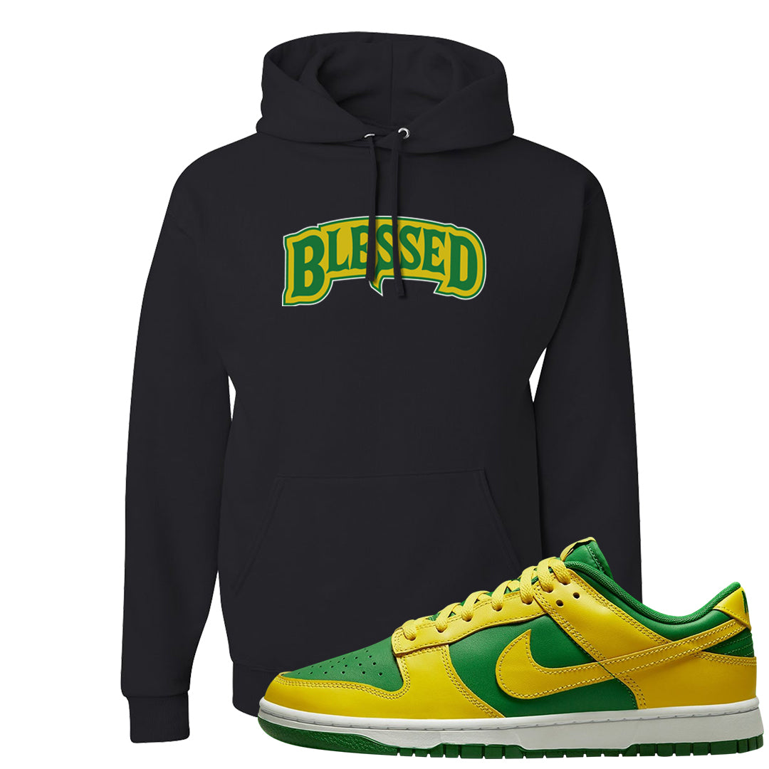 Reverse Brazil Low Dunks Hoodie | Blessed Arch, Black