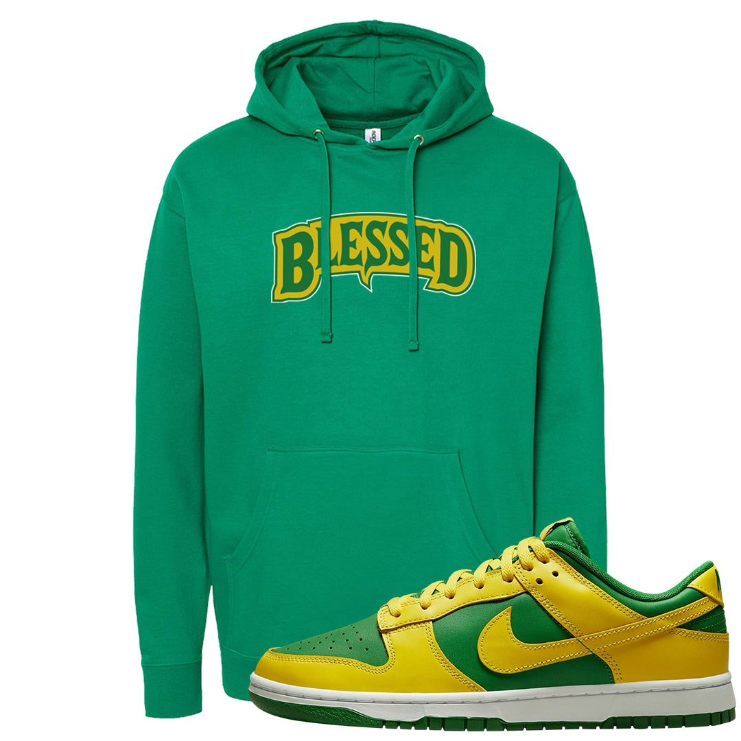 Reverse Brazil Low Dunks Hoodie | Blessed Arch, Kelly
