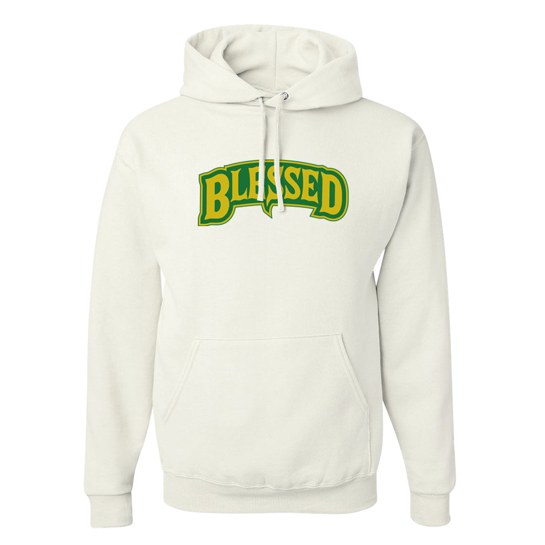 Reverse Brazil Low Dunks Hoodie | Blessed Arch, White