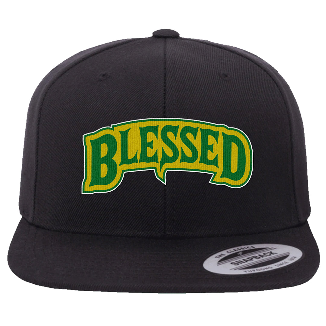 Reverse Brazil Low Dunks Snapback Hat | Blessed Arch, Black