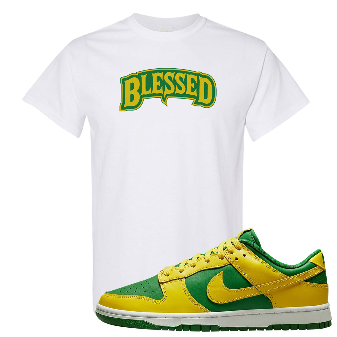 Reverse Brazil Low Dunks T Shirt | Blessed Arch, White