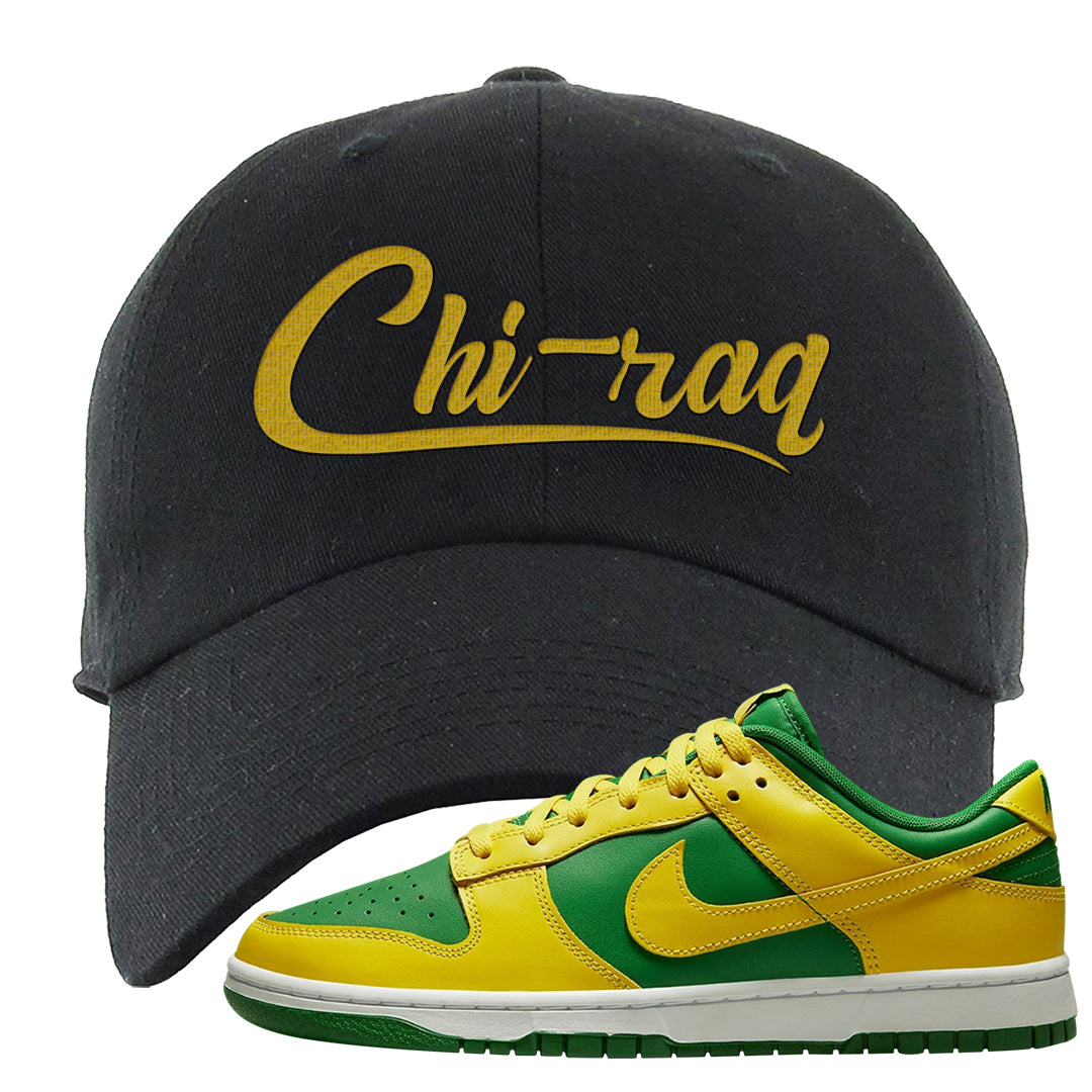 Reverse Brazil Low Dunks Dad Hat | Chiraq, Black