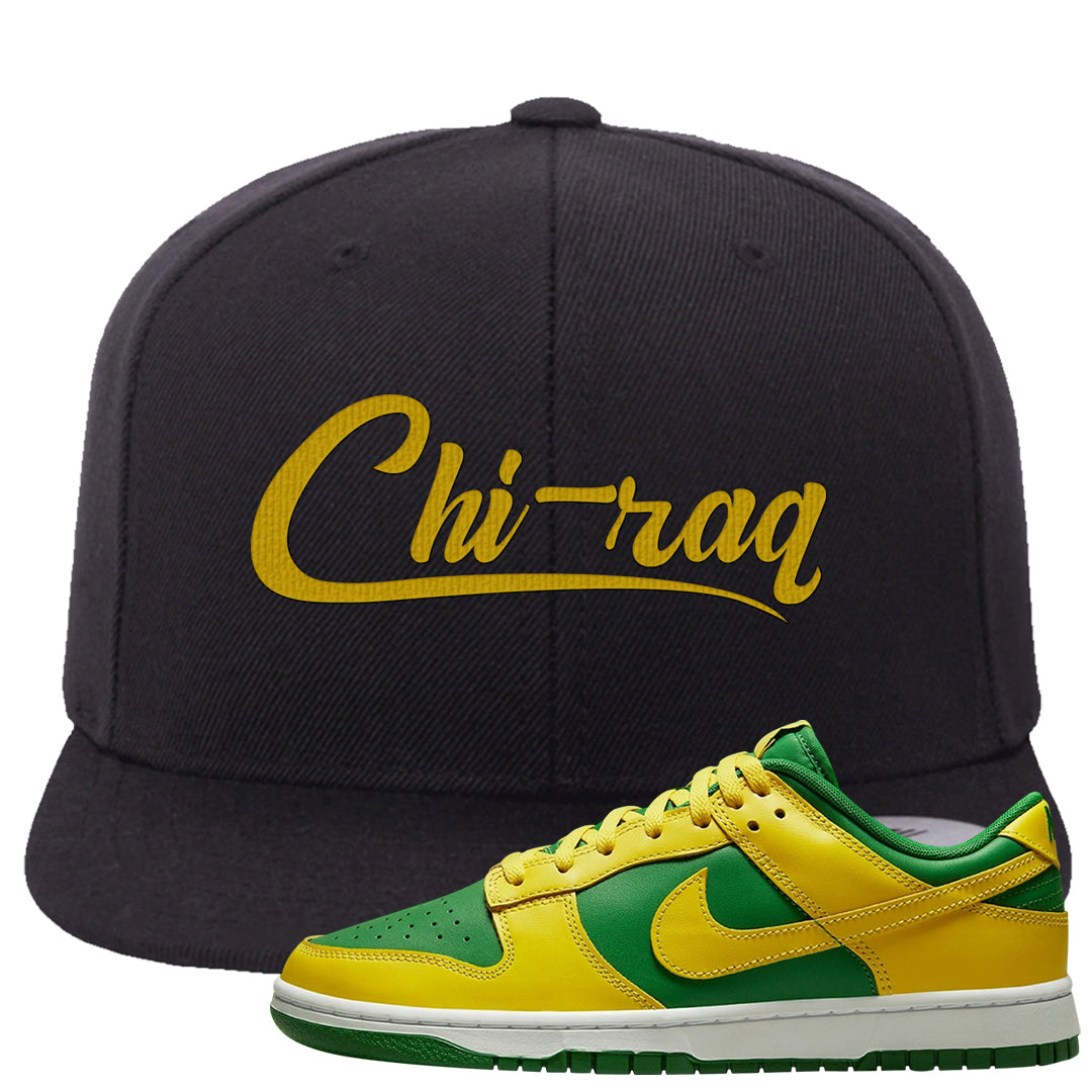 Reverse Brazil Low Dunks Snapback Hat | Chiraq, Black