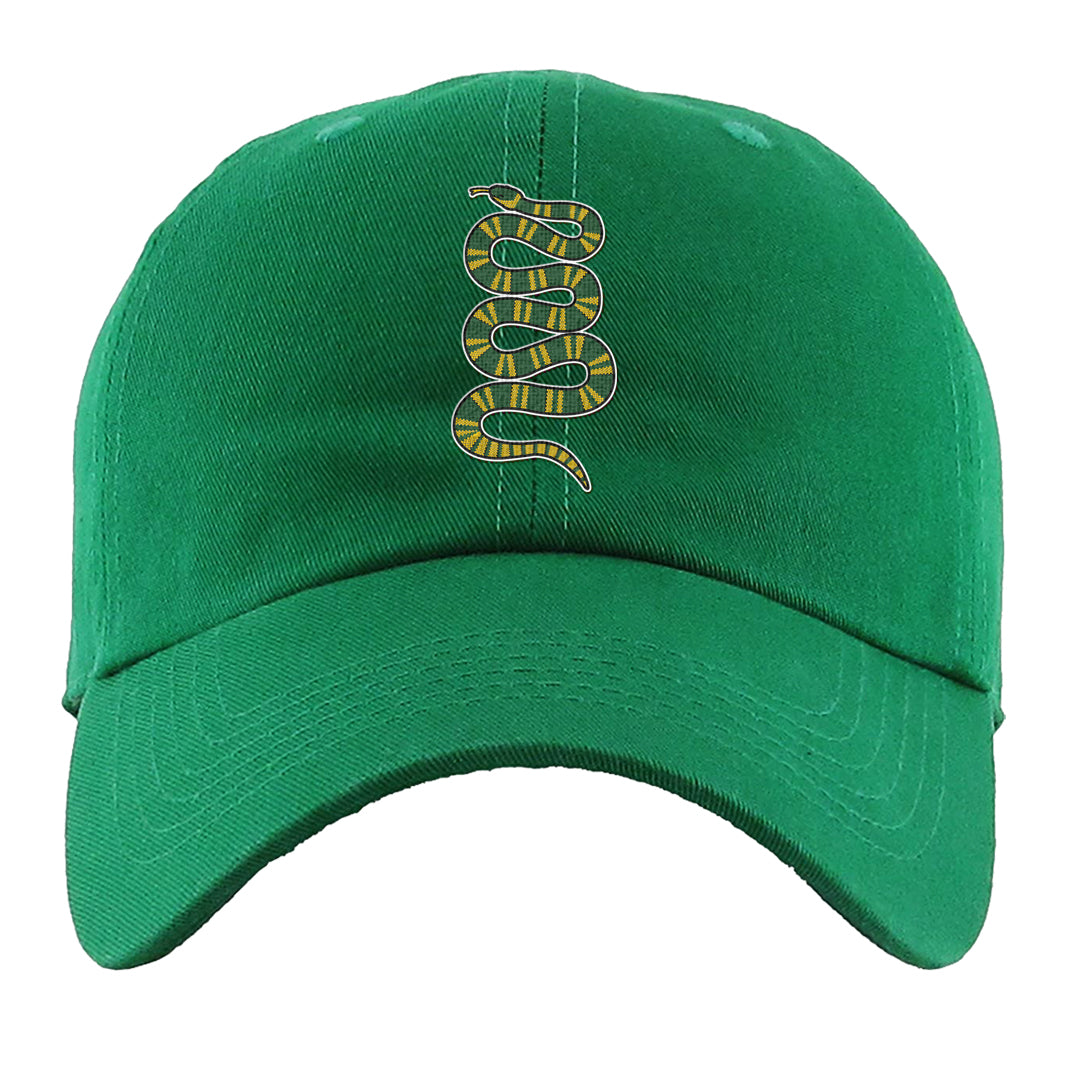 Reverse Brazil Low Dunks Dad Hat | Coiled Snake, Kelly
