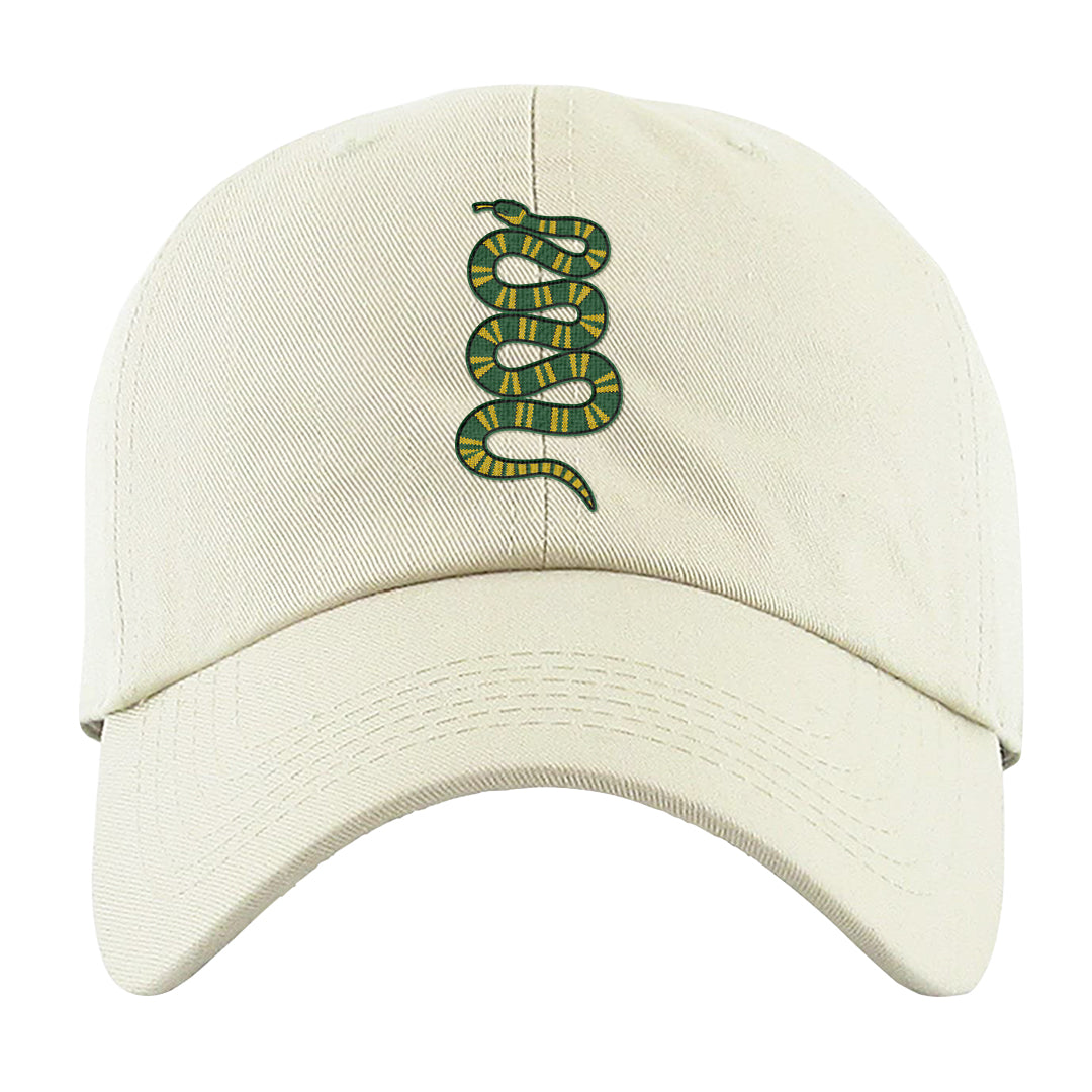 Reverse Brazil Low Dunks Dad Hat | Coiled Snake, White