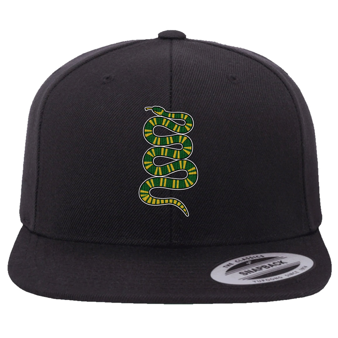 Reverse Brazil Low Dunks Snapback Hat | Coiled Snake, Black
