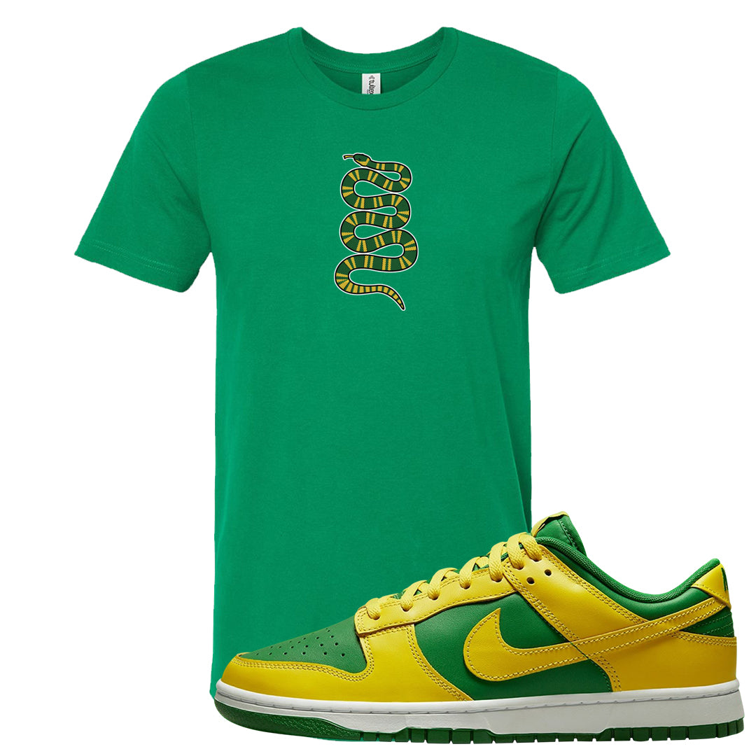 Reverse Brazil Low Dunks T Shirt | Coiled Snake, Kelly