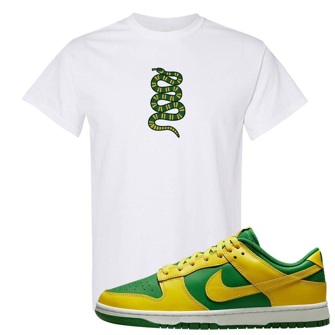 Reverse Brazil Low Dunks T Shirt | Coiled Snake, White