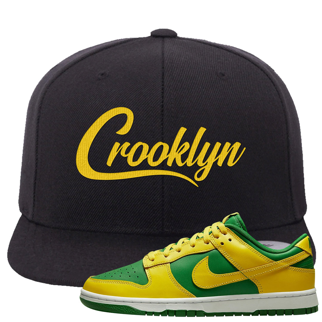 Reverse Brazil Low Dunks Snapback Hat | Crooklyn, Black
