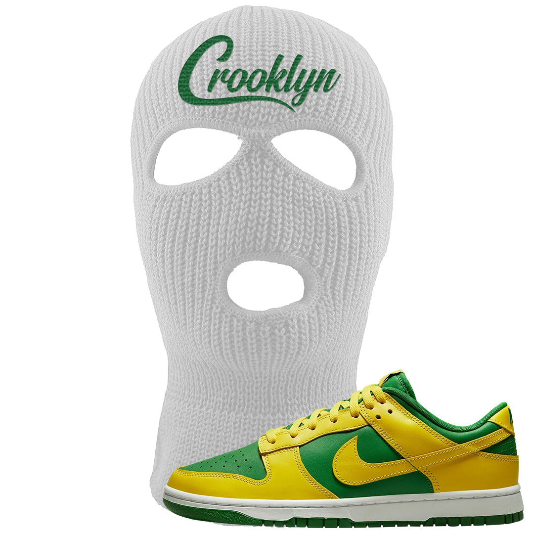 Reverse Brazil Low Dunks Ski Mask | Crooklyn, White