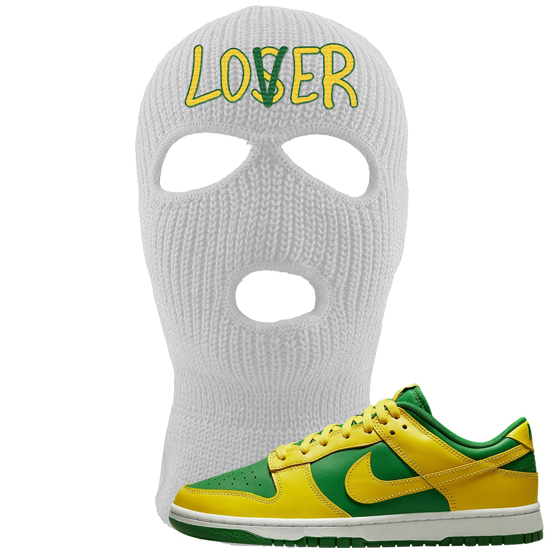 Reverse Brazil Low Dunks Ski Mask | Lover, White
