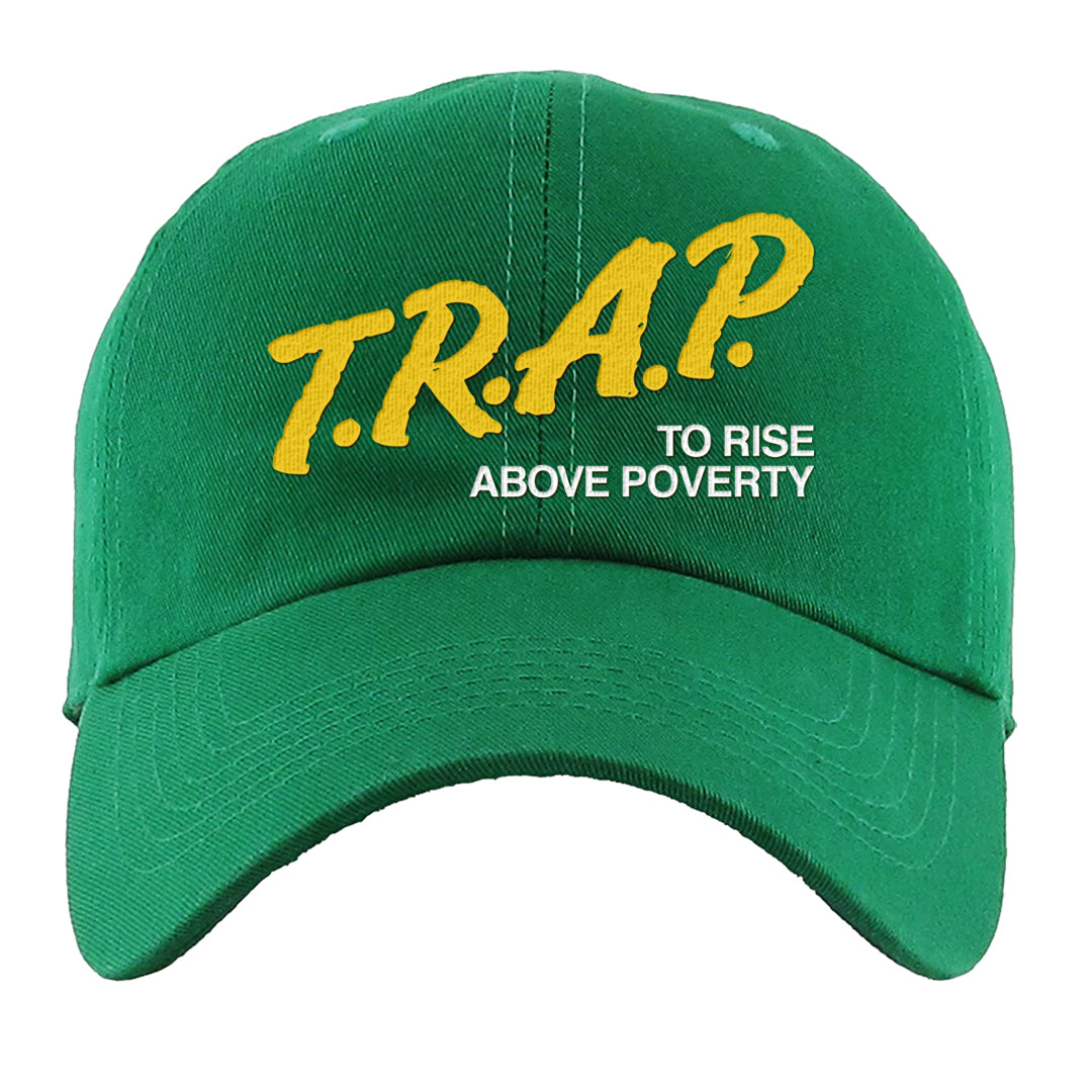 Reverse Brazil Low Dunks Dad Hat | Trap To Rise Above Poverty, Kelly