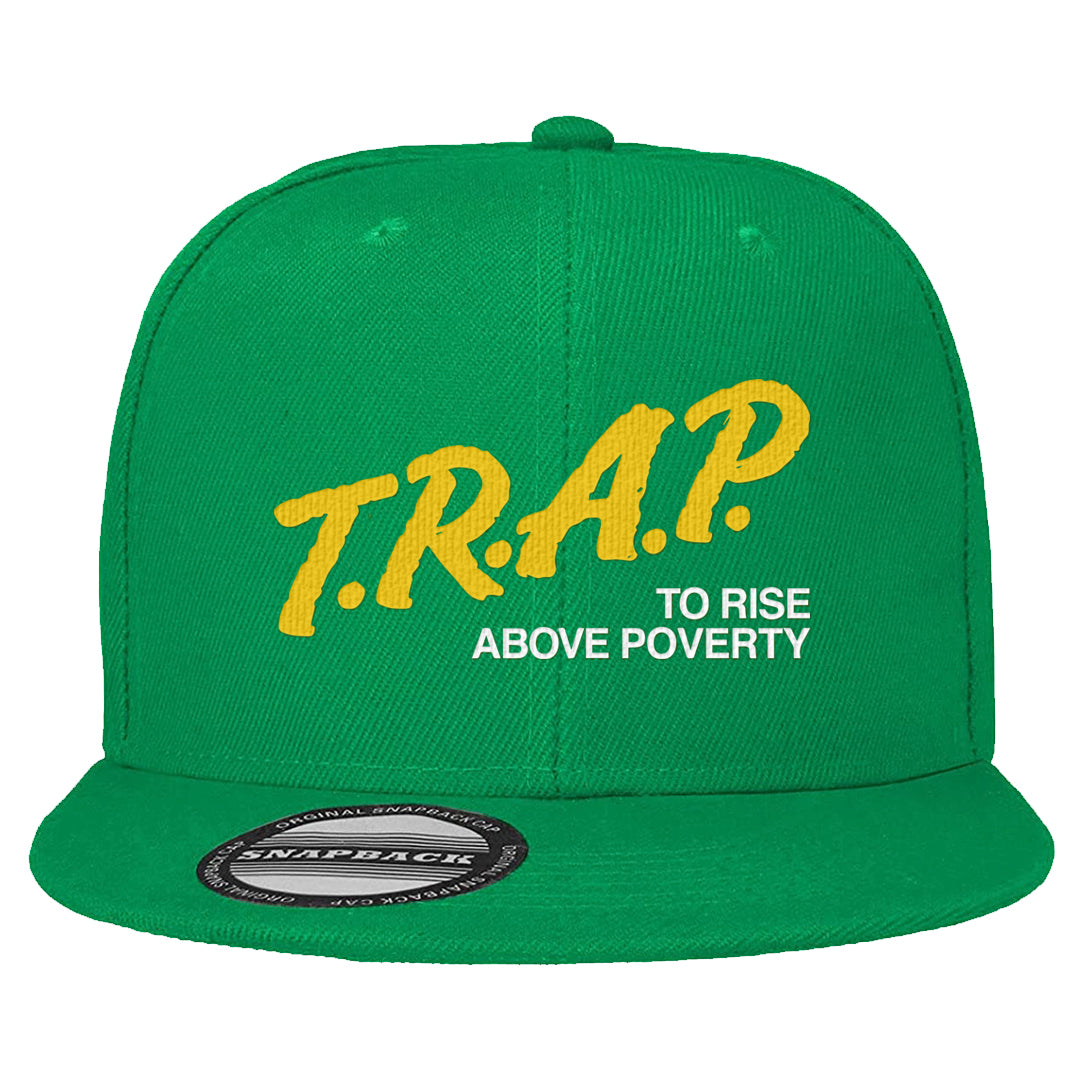 Reverse Brazil Low Dunks Snapback Hat | Trap To Rise Above Poverty, Kelly