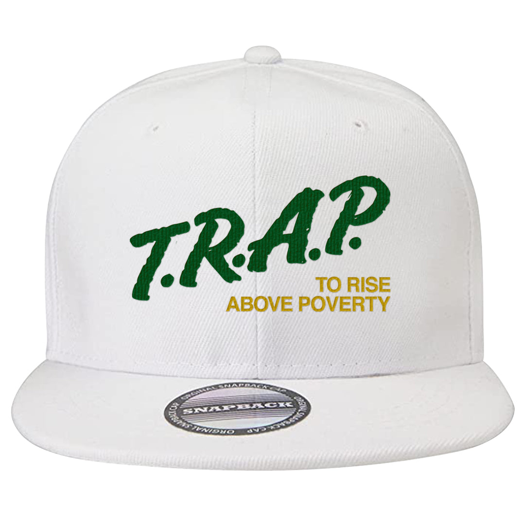 Reverse Brazil Low Dunks Snapback Hat | Trap To Rise Above Poverty, White