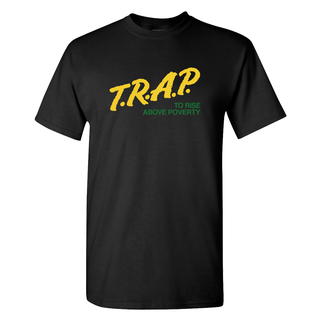 Reverse Brazil Low Dunks T Shirt | Trap To Rise Above Poverty, Black