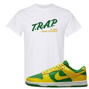 Reverse Brazil Low Dunks T Shirt | Trap To Rise Above Poverty, White