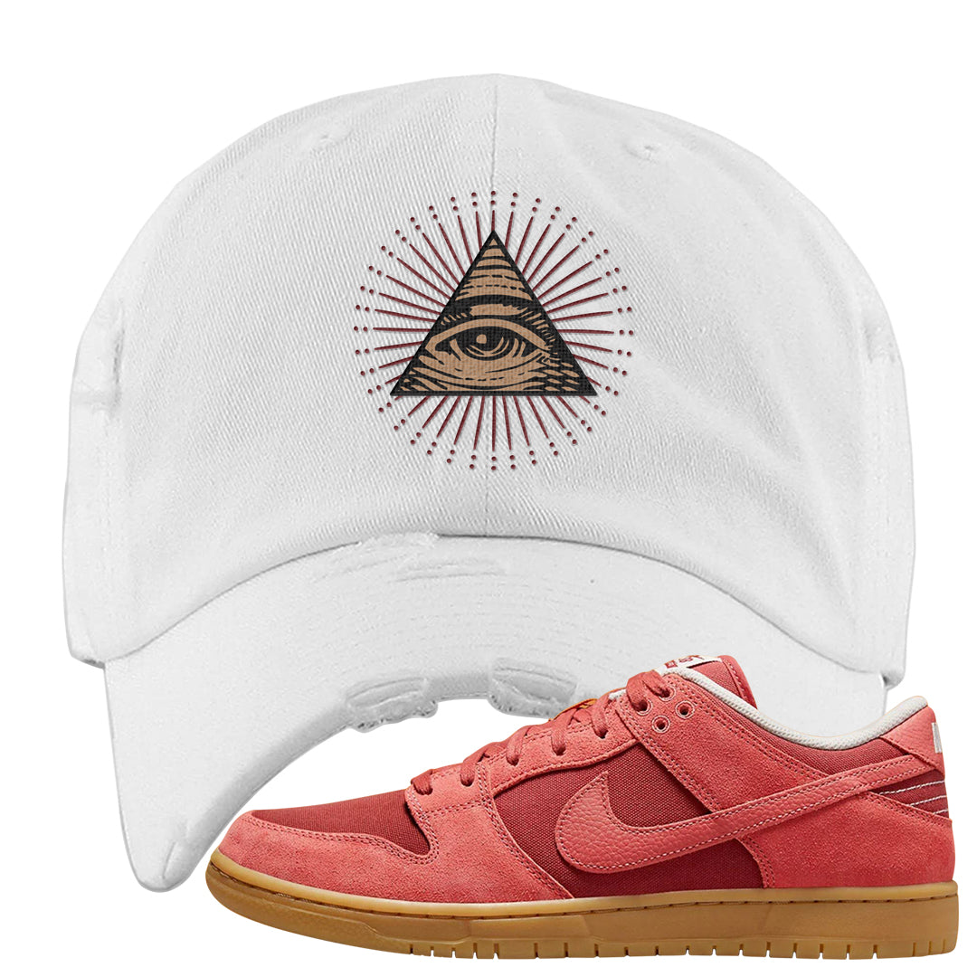 Software Collab Low Dunks Distressed Dad Hat | All Seeing Eye, White