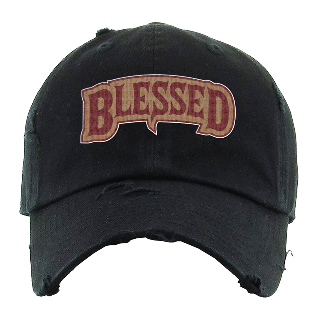 Software Collab Low Dunks Distressed Dad Hat | Blessed Arch, Black
