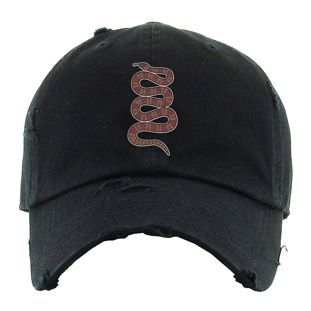 Software Collab Low Dunks Distressed Dad Hat | Coiled Snake, Black