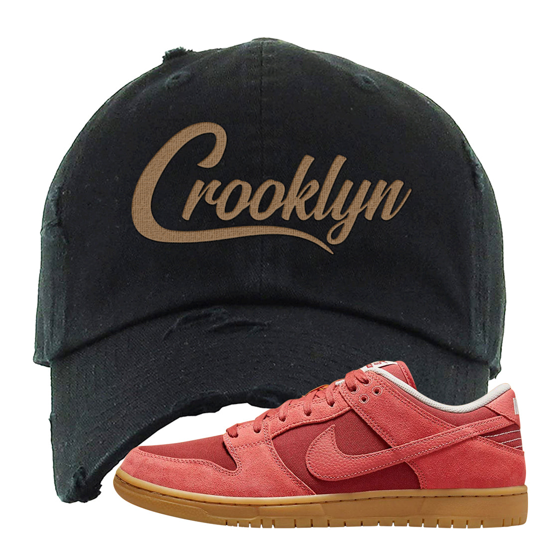 Software Collab Low Dunks Distressed Dad Hat | Crooklyn, Black