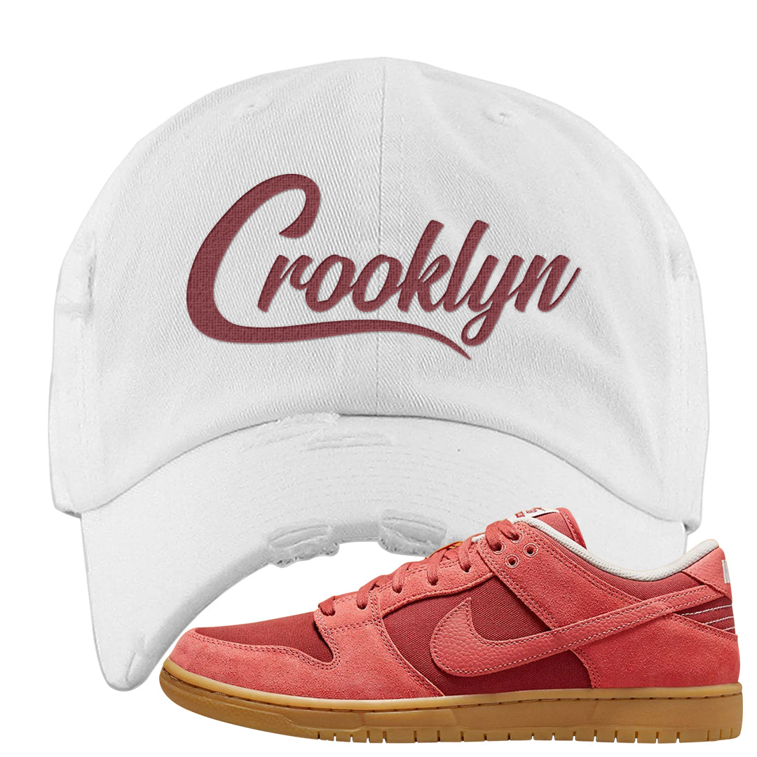 Software Collab Low Dunks Distressed Dad Hat | Crooklyn, White