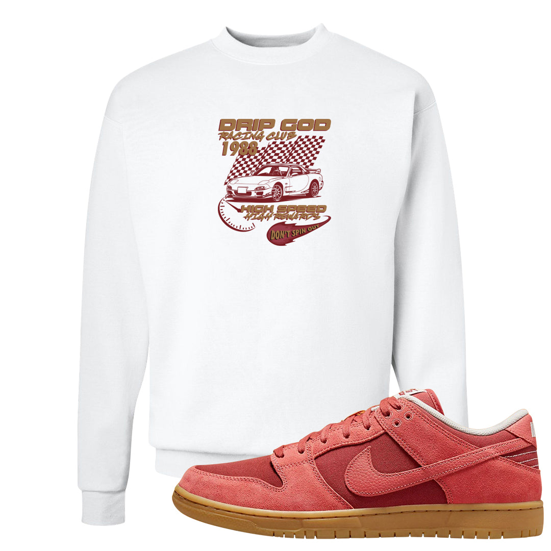 Software Collab Low Dunks Crewneck Sweatshirt | Drip God Racing Club, White